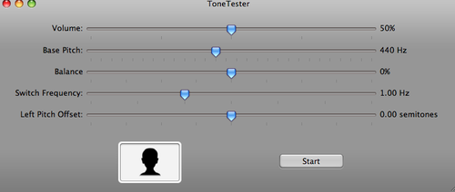 The ToneTester interface for testing left/right hearing differences