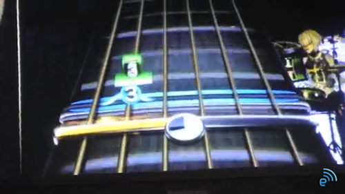 Rock Band 3 gameplay, showing 6-string challenge for new controller (Source: Engadget.com)