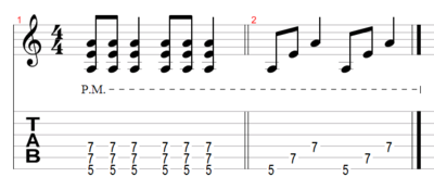 Example 2: Standard power chord, followed by a broken chord version