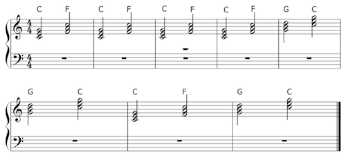 A simple chord training exercise. (Click to view in Noteflight)