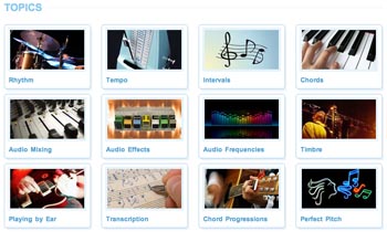 Explore different ear training topics in music and audio