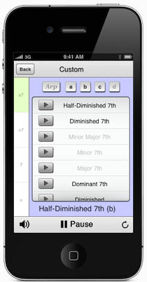 Custom ear training lessons for seventh chords