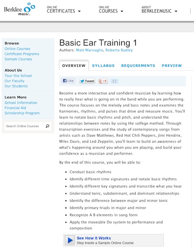 Berklee Music offers online ear training