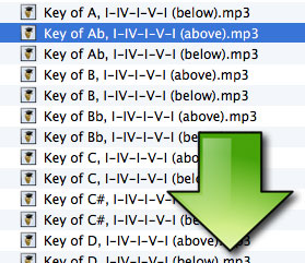 Download practice tracks for 1-4-5 progressions in all keys