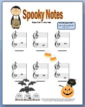 spooky bass clef worksheet for halloween