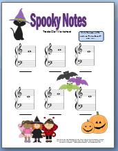 spooky treble clef worksheet for halloween