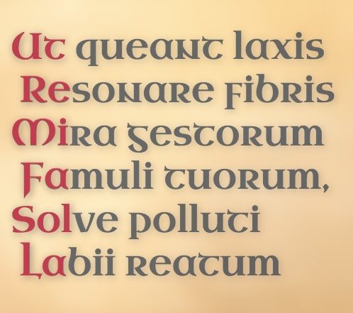 The origins of solfège in the Latin hymn Ut Queant Laxis, which Guido d'Arezzo used to help people learn the pitches of the solfege scale.