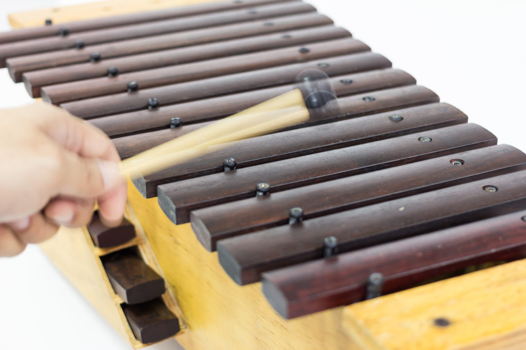A xylophone - a mallet instrument used in Orff. The Orff method was strongly influenced by the Kodály method. Orff focuses on rhythmic speech, improvisation, movement and playing mallet instruments, while Kodály focuses more on singing.