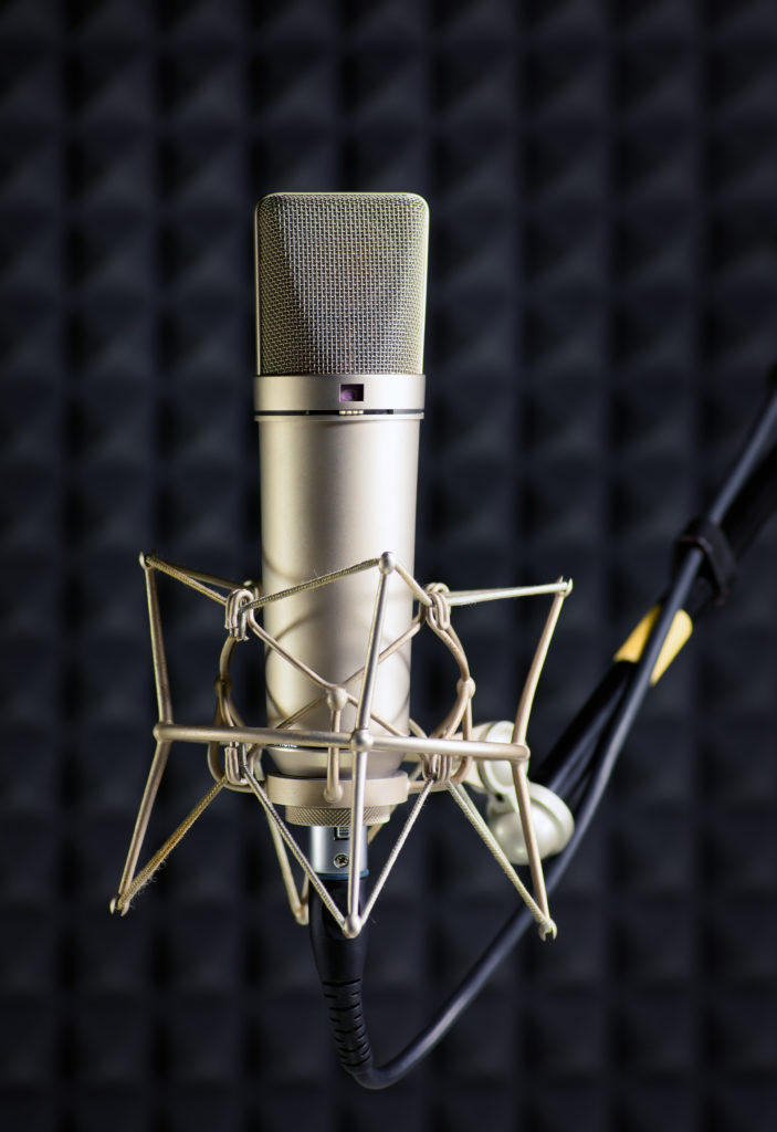 Condenser microphone in recording studio