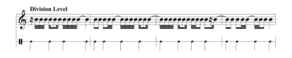 Example of division level syncopation