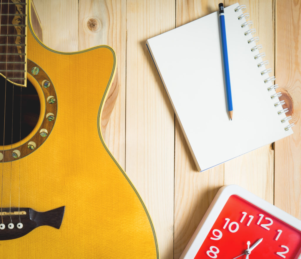 Timed songwriting challenge with guitar