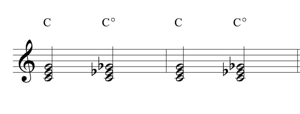 C major vs. C diminished chord