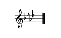 A flat major and F minor key signature