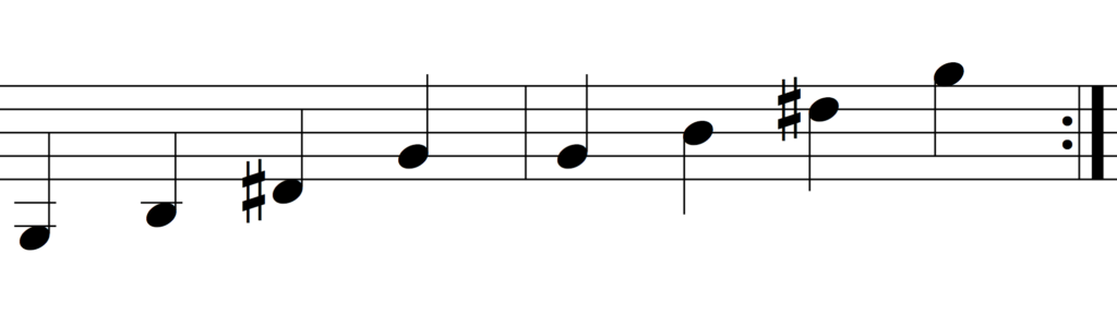 arpeggiated g augmented chord