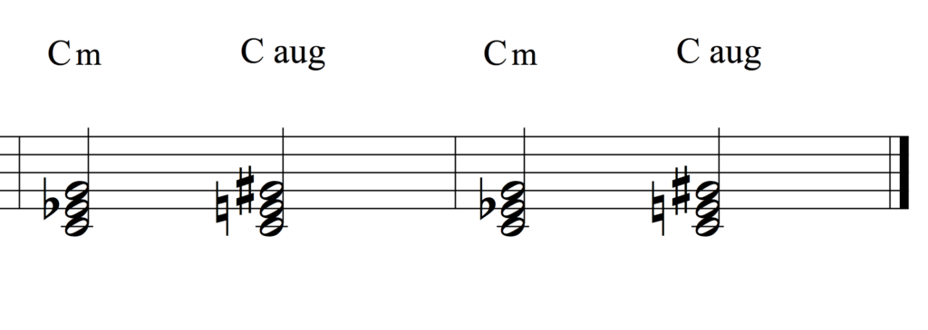 c minor chord vs c augmented chord
