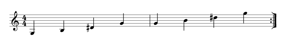 Arpeggiated G augmented chord