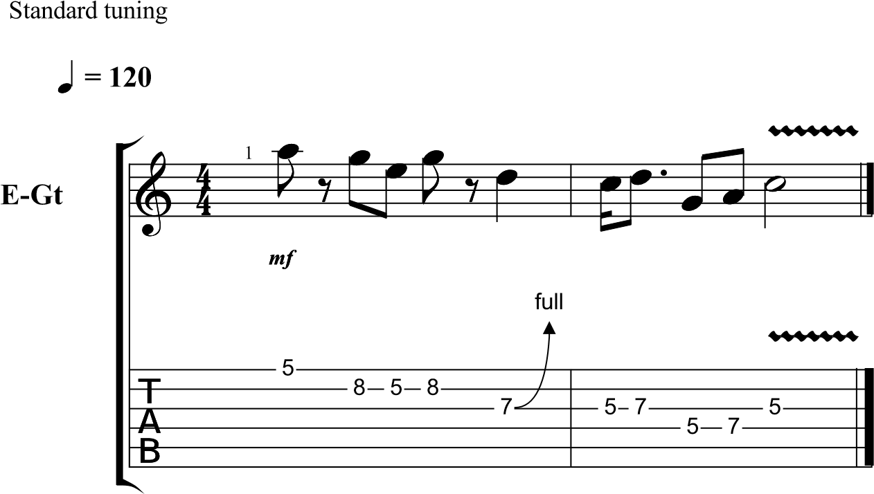 Simple melody with rests and enhancement through bent string and rhythm alterations