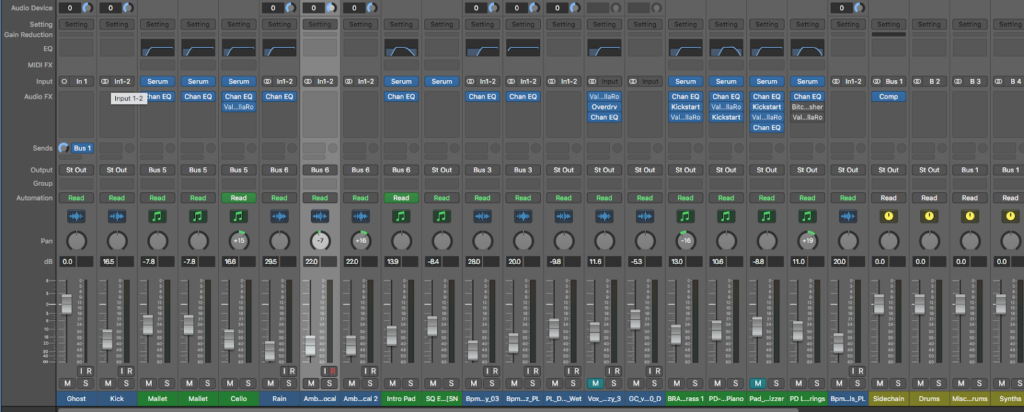 Digital mixer on a DAW