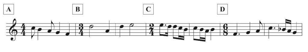 Four examples with beat subdivision