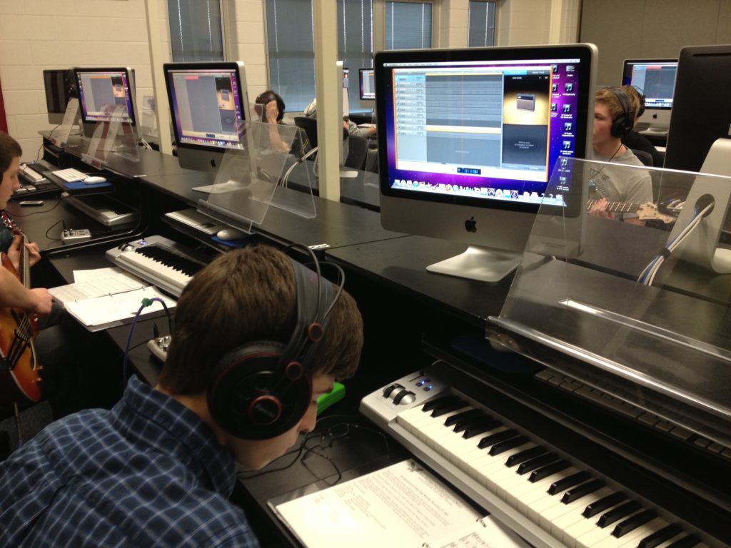 Student working with a DAW