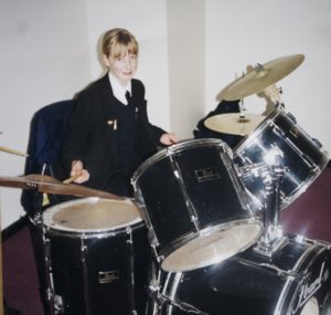 Emily Dolan Davies drumming age 11