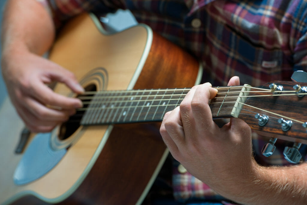 Warming up on guitar